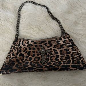 Fashion Nova Leopard Chain Shoulder Bag